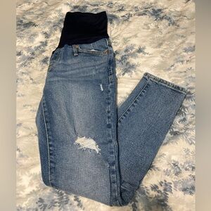 GAP Maternity True Skinny Crop Jeans 2 Medium/light  Wash Distressed Pull Panel